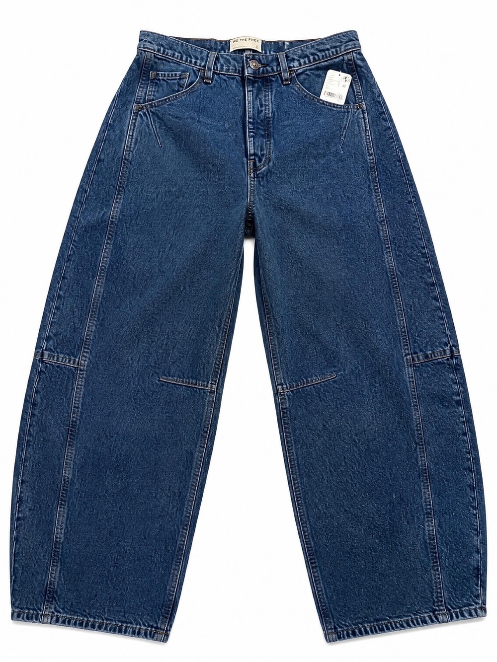 Free People Indigo Panel-Seam Wide Leg Jeans